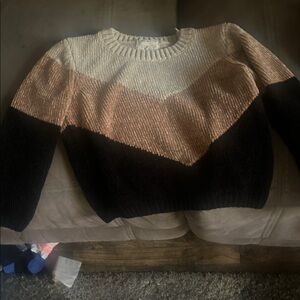 btween Kids Colorblock Sweater - Cream, Tan, Black